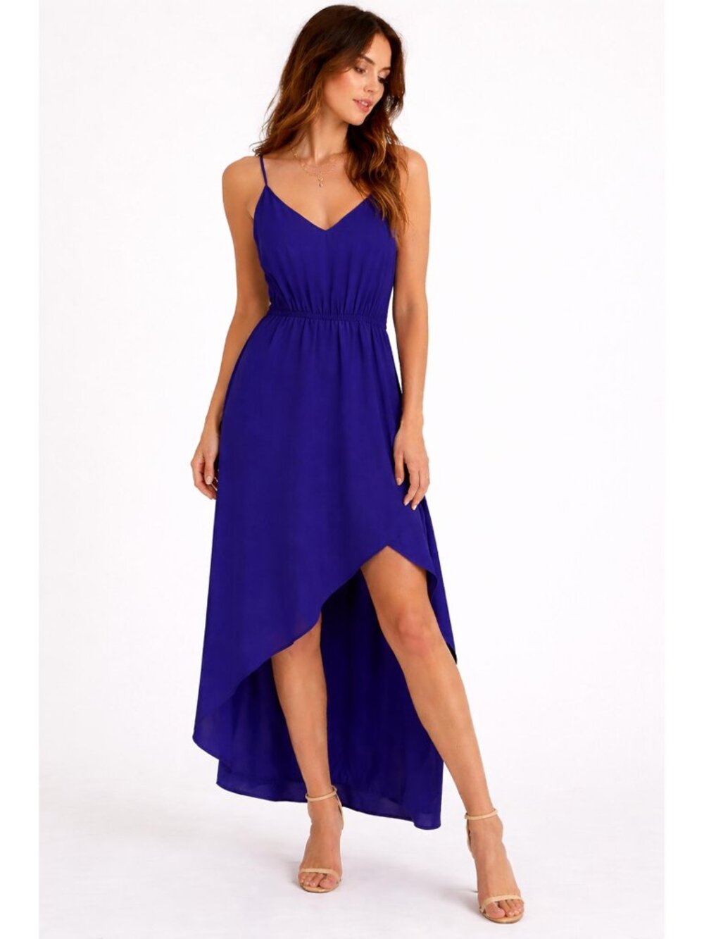 MASON | Silk Summer Slip Dress Blue Asymmetrical Hem | Size 6